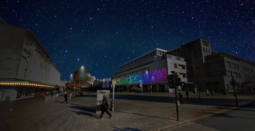 Light curtain on House of Fraser building